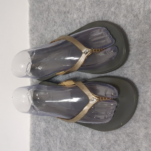 OluKai Ho'opio Leather Women's Beach Sandals brown Leather Flip-Flop Sz 8 - Picture 4 of 10